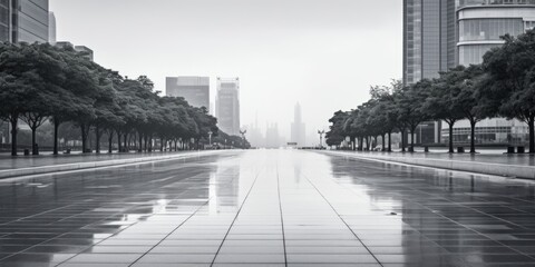 Poster - Urban city street in monochrome, suitable for various projects