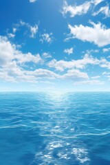 Aufkleber - A serene scene of a large body of water under a cloudy sky. Ideal for nature and travel concepts