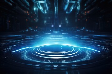 Poster - A dark room with a circular light source, suitable for various concepts