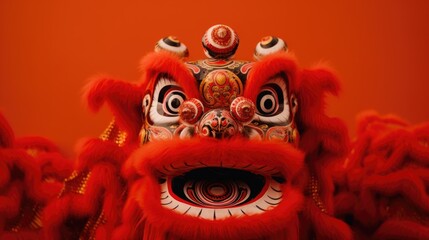 Poster - Close up of a majestic red lion with a crown on its head. Suitable for various royal and majestic themed designs