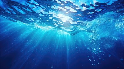 Poster - Sunlight shining through clear water, suitable for nature and underwater themes