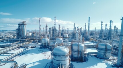 Poster - A large industrial plant with numerous pipes. Suitable for industrial concepts