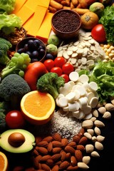 Poster - A variety of fresh fruits and vegetables displayed on a table, perfect for healthy eating concepts