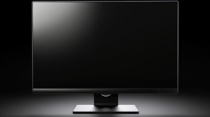 Aufkleber - A computer monitor on a stand in the dark. Ideal for technology concepts