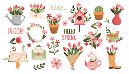 Poster - Floral spring vector set