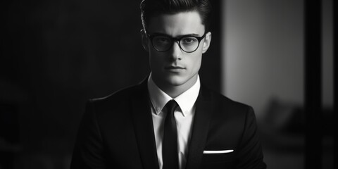 Poster - A man in a suit and tie posing for a picture. Suitable for business and professional concepts