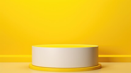 Poster - A yellow and white pedestal in a room, suitable for interior design projects