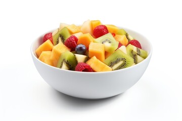 Poster - A variety of fresh fruit in a white bowl. Suitable for healthy eating concepts