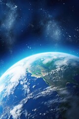 Poster - A stunning view of Earth from space with clouds and stars. Perfect for educational and scientific projects