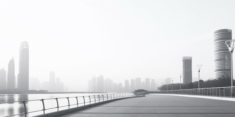 Poster - Urban skyline in black and white, suitable for various design projects
