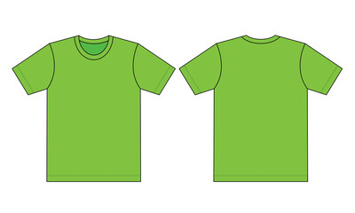 Wall Mural - Blank Green Short Sleeve T-Shirt Template On White Background.Front and Back View, Vector File