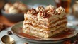 a Tiramisu dessert, layers of coffee-soaked ladyfingers and mascarpone, Italian cake elegance