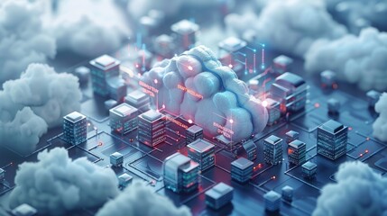 Wall Mural - Cloud Computing in Healthcare Benefits, Use Cases, Challenges, AI Generative