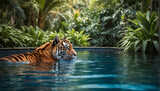 Fototapeta  - Majestatyczny Tygrys Odpoczywający w Wodzie