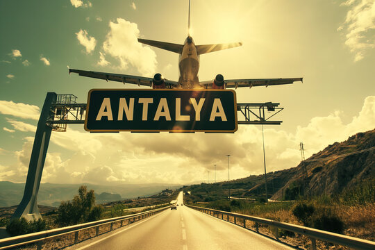 Plane landing in Antalya, Turkey, with 