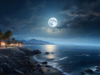 Wall Mural - night view of the sea