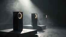 Capture Speakers Illuminating The Darkness With Their Light A Symbolic Blend Of Sound And Technologys Progress