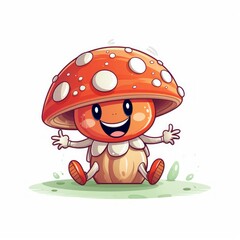 Aufkleber - Generative AI A playful sprite balancing on a mushroom and laughing joyfully in the air.