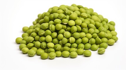 Poster - A small heap of mung beans captured in a close-up realistic photo against a white background Generative AI