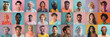 © World of AI - diverse people collage on pastel backgrounds