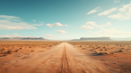 Poster - Generative AI Aerial Shot of Desert Road