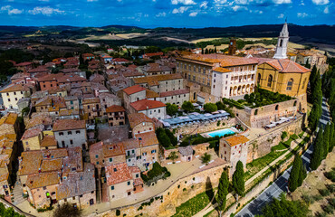 Sticker - Aerial view of Pienza, Tuscany, Italy