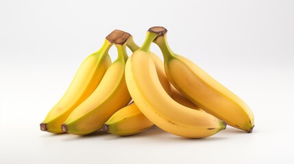 Aufkleber - Close-up realistic photo showcasing three golden-hued bananas on a white background Generative AI