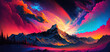 Vibrant dreamscape with this stunning digital art featuring majestic mountain