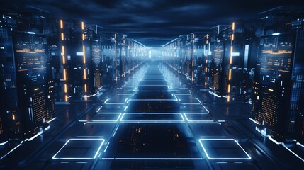 Poster - Generative AI Drone footage revealing a supercomputer infrastructure, representing the foundation of an AI's cognitive abilities.