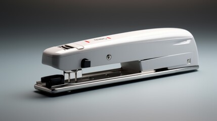 Fototapete - Durable paper stapler positioned diagonally white surface Generative AI