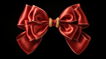 Aufkleber - Generative AI Petite Red Bow with Delicate Gold Trimmings