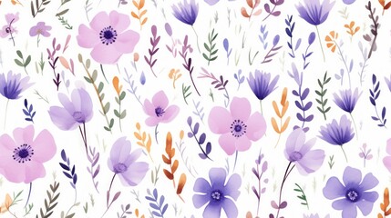 Aufkleber - Generative AI Simple aquarelle flowers pattern