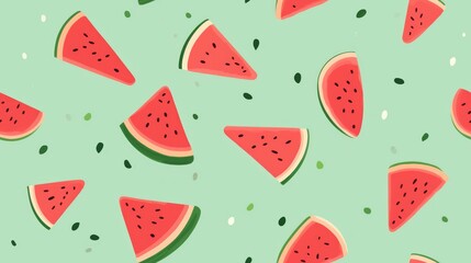 Aufkleber - Generative AI Simple aquarelle watermelon pattern