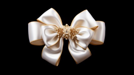 Aufkleber - Generative AI Snow White Ribbon and Elegant Gold Bow