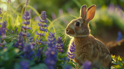 Wall Mural - A wild rabbit that appeared in the garden