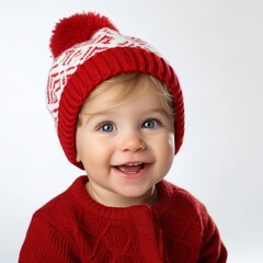 Poster - Stock image of a toddler in a festive outfit on a plain white background Generative AI