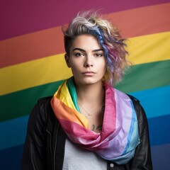 Poster - Stock image of a transgender person in a confident pose, representing gender diversity and inclusion Generative AI