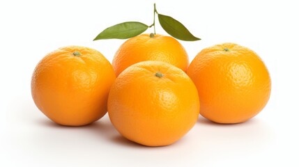 Aufkleber - Three juicy oranges and tangerines captured in a close-up realistic photo against a white background Generative AI