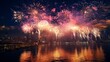 Generative AI Timelapse footage showcasing the buildup and climax of a grand fireworks display