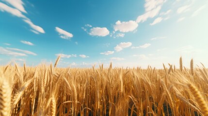 Aufkleber - Generative AI Vast golden cornfield stretching across the horizon under a clear blue sky on a sunny day.