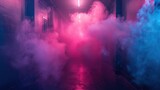 Fototapeta  - coloured smoke hanging in the hallway at night