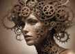 A portrait embodies steampunk elegance, with mechanical gears adorning the subject in a celebration of retro-futuristic fashion and alternative history.