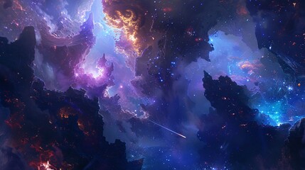 hdri spherical panorama 360-degree equirectangular projection space background with nebula, stars, a