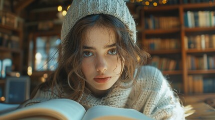 Wall Mural - portrait of a person with book