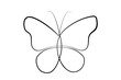 Vector illustration with a continuous butterfly line. Butterfly silhouette in a continuous line for logo and tattoo.