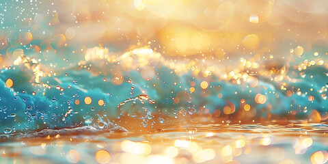 Wall Mural - sunrise over the ocean water in the style of bokeh fe