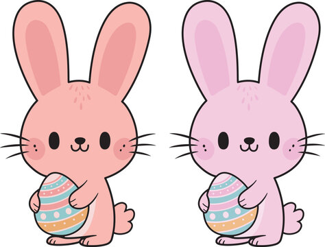 Bunny with egg easter vector illustration on a white background