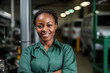 Expert female auto technician at work. Adept african american woman auto mechanic in workshop, showcasing her expertise and command in the field of car technology.