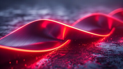Poster -  Background, abstract design illuminated with red neon light