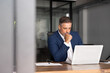 © Stock 4 You - Mature 40s focused businessman, executive director working using laptop, doing data base online research sitting at office. Successful business man, leader, ceo manager, trader trading crypto currency